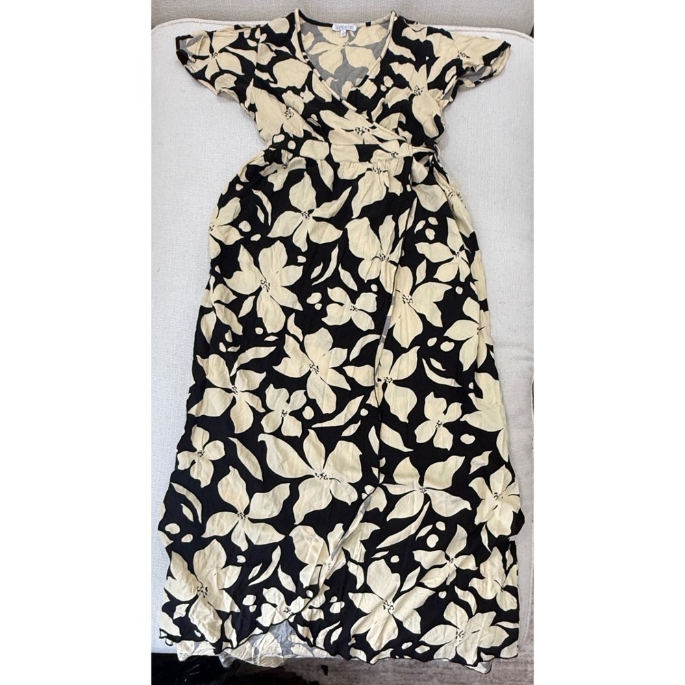 Patrons of Peace Floral Wrap Maxi Dress Womens Small Boho Tropical Excellent